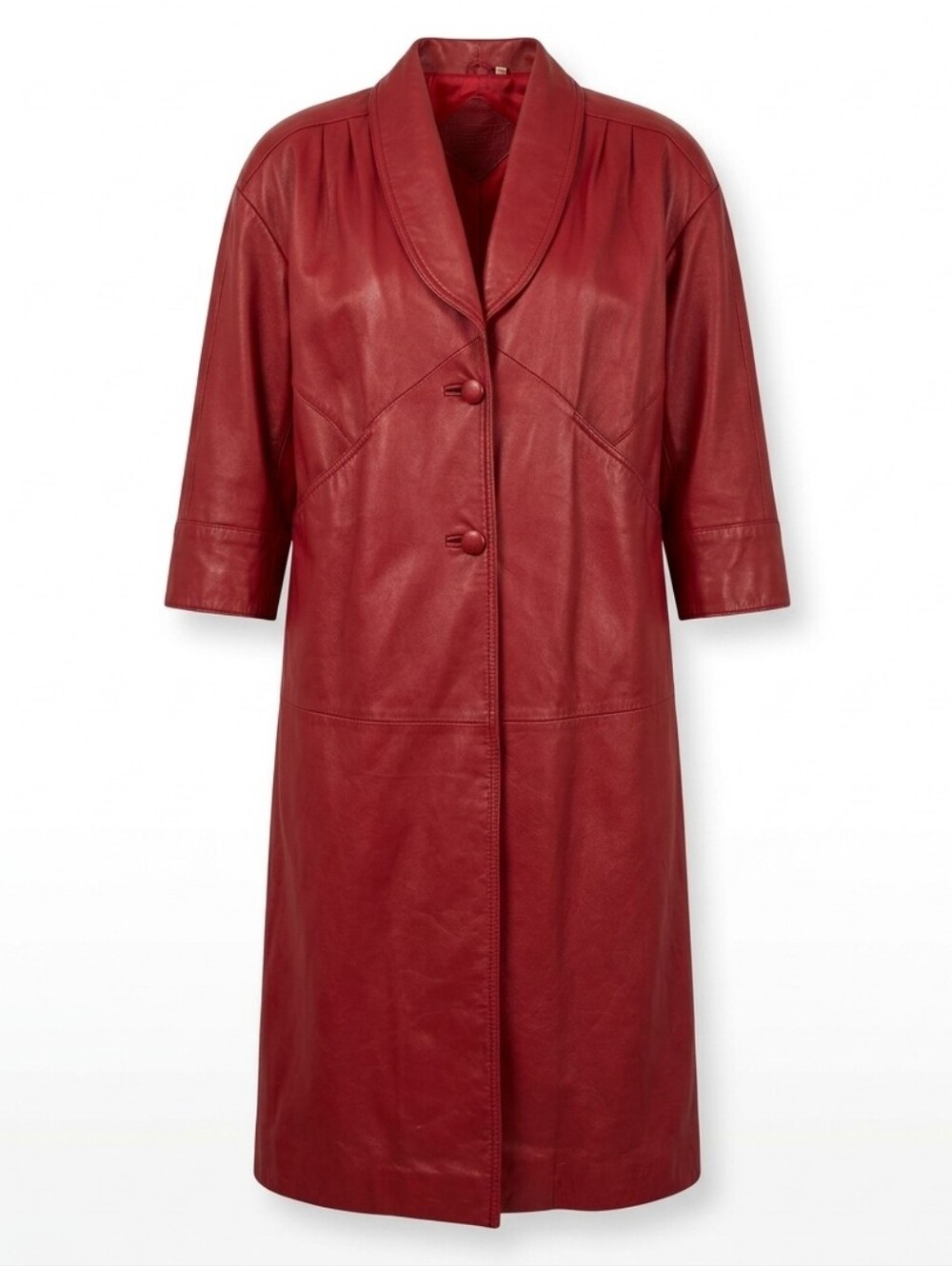 Vintage Leather Trenchcoat In Red